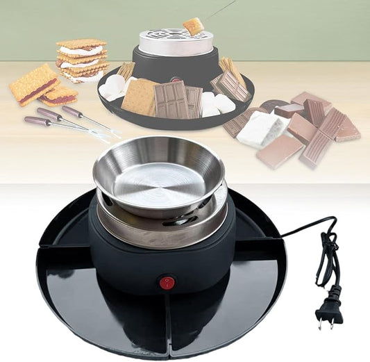 Electric Flameless Roaster with 4 Detachable Trays Marshmallow Roaster Kit for Indoor Holiday Wedding Parties- Black