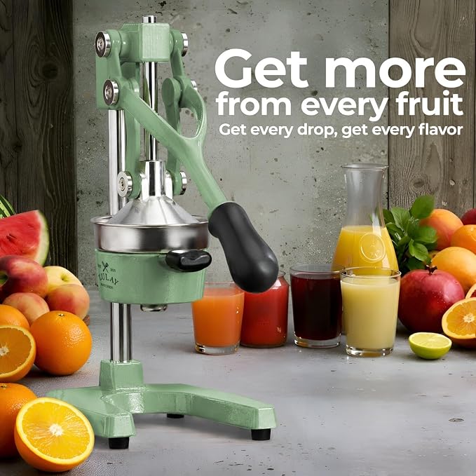 Zulay Kitchen Cast Iron Juicer - Heavy Duty Manual Juicer with Detachable Strainers for Easy Cleaning, Orange Juice Press for Citrus Fruits, Perfect for Bartenders, Juice Lovers & Health Enthusiasts
