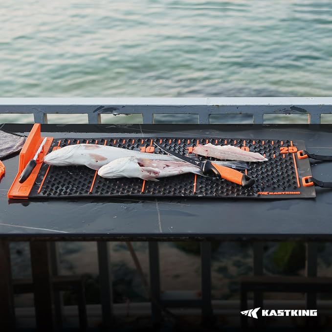 KastKing EZ Fillet Fish Fillet Mat, Non-Slip Fish Cutting Board | Anti-Slip Surface, 25" Integrated Ruler, Large Cutting Area, Easy to Clean, Roll-Up Storage, Fish Cleaning Board