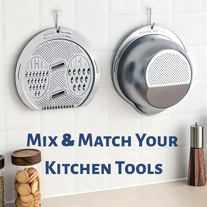 DOPMEP Rice Washer Strainer Bowl Stainless Steel Colander with Side Drainer | Ideal for Soaking, Washing, Cleaning, and Rinsing Rice, Fruits, Vegetables & Beans, Versatile Kitchen Tool
