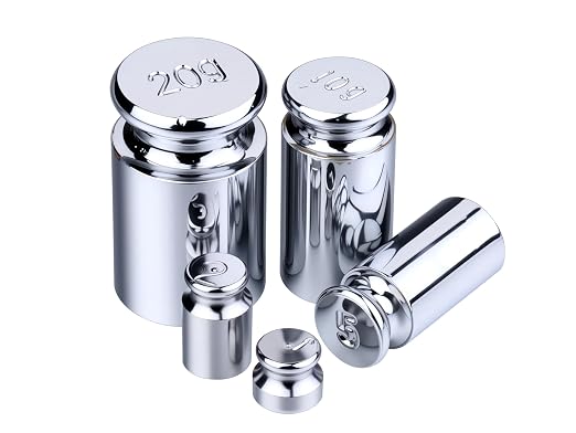 I-MART Calibration Weights Set 1g 2g 5g 10g 20g, M1 Grade Chrome-Plated Steel Small Weights for Digital Scale Calibration, Kitchen Pocket Postal and Craft Use, 5 Piece Gram Set