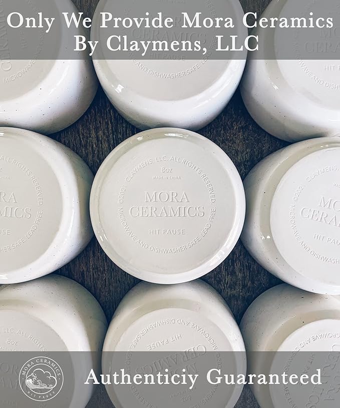 Mora Ceramic Ramekins - 8oz, Set of 6 - Small Oven Safe Baking Dishes/Cups - For Personal Pudding, Creme Brulee, Souffle, Serving Dip, Custard, Ice Cream - Single Mini Bowls - Vanilla White