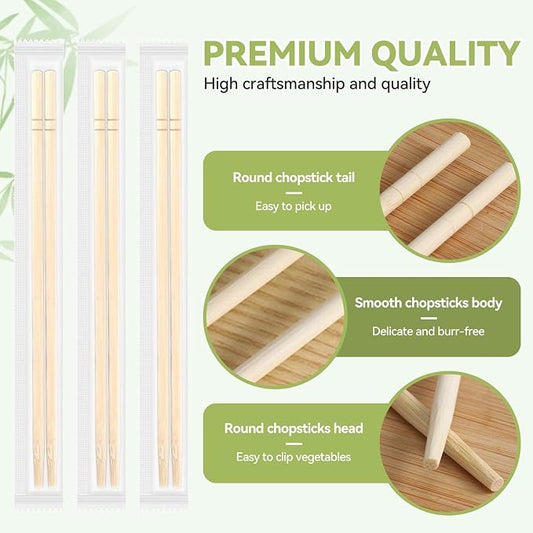 8.5 Inch X 25 Pairs Disposable Chopsticks,Simplea and Minimalistic Design,More Size Choices 7"/8.5"/9.5"/12"