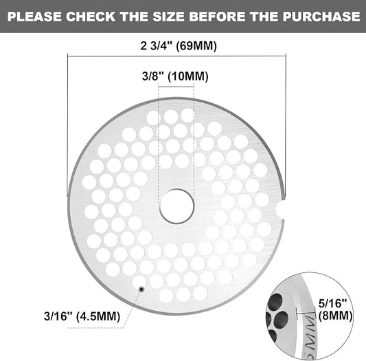 #12 Stainless Steel 4,5mm Meat Grinder Plate for Sausage | Fits #12 grinders,Stainless steel & durable, 4,5mm fine-medium plate, Great for sausages & meat,Heavy-duty grinder plate.