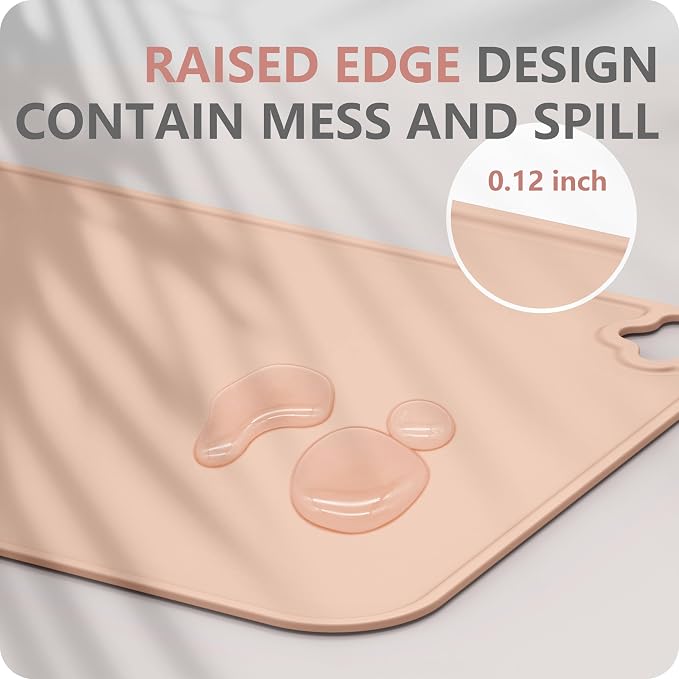 Silicone Placemat for Toddles Kids Non-Slip Reusable Portable Kids Placemats for Dinning Table Heat Resistant Placemats, Baby Placemat Stain Resistant Silicone Mat for Dining Table 3 Pack