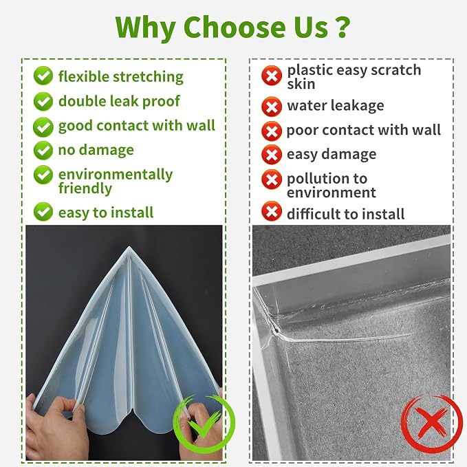 Silicone Shower Splash Guard, XXL Clear Bathtub Corner Splash Guard, Bathroom Shower Water Guard with Self-Adhesive, Can Be Adjustable Angle in Washbasin, Tubs, Sinks Etc - 2Pack