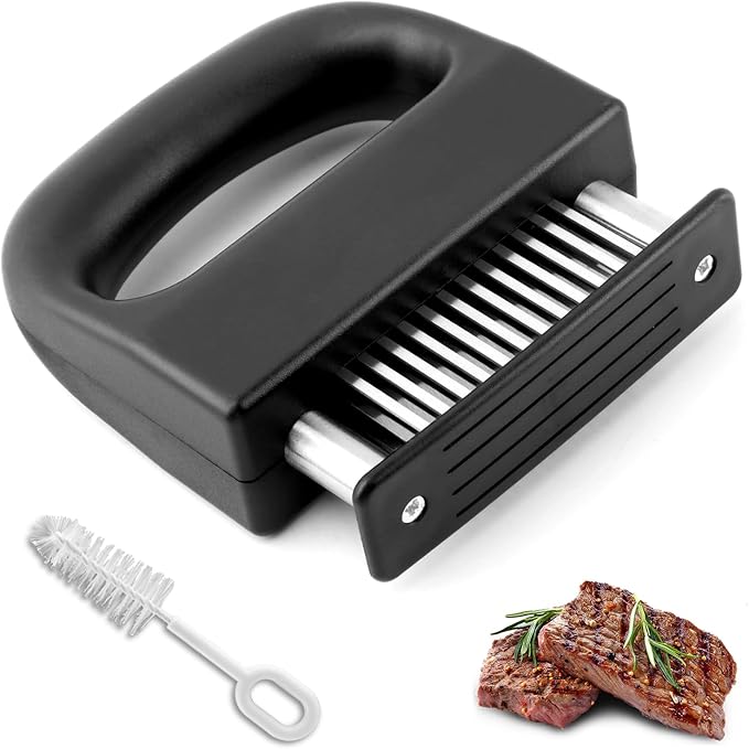 Meat Tenderizer Tool, Stainless Steel Meat Tenderizer With 48 Ultra Sharp Needle Blades, Cooking Gadget for Chicken, Steak, Veal, Pork, BBQ(COLOR:Black)