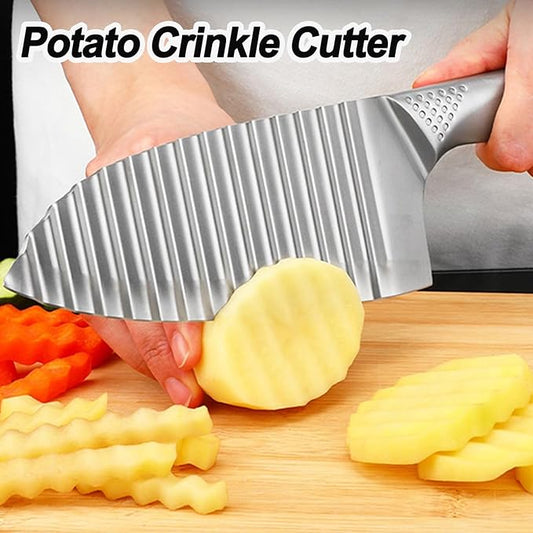 NOVANO Stainless Steel Crinkle Cutter with Wavy French Fries Chopper for Potato, Carrot and fruit, Waves French Fries Slicer Handheld Chopper,Dicer, Kitchen Gadgets & Essentials