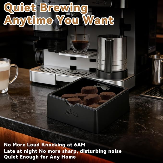 Silicone Espresso Knock Box, Durable Barista Knock Box for Coffee Grounds | Quiet Non-Slip Coffee Puck Bin, Universal Countertop Espresso Accessories, High Capacity, Large-Opening Design