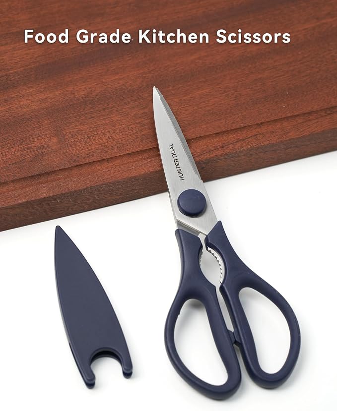 Kitchen Scissors for Food, HUNTER.DUAL Heavy Duty Come Apart Poultry Shears for Cooking, All Purpose for Cutting Chicken, Meat, Fish & Vegetables (Blue, 8.35 Inch)