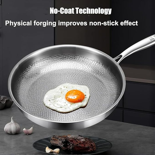 Titanium Pan, Pletefull Pure Titanium Pro Hammered Frying Pan, Multifunctional Non-stick Without Coating Cookware, Scratch-Resistant Durable Flat Pan Dishwasher-Friendly(10.23inch)