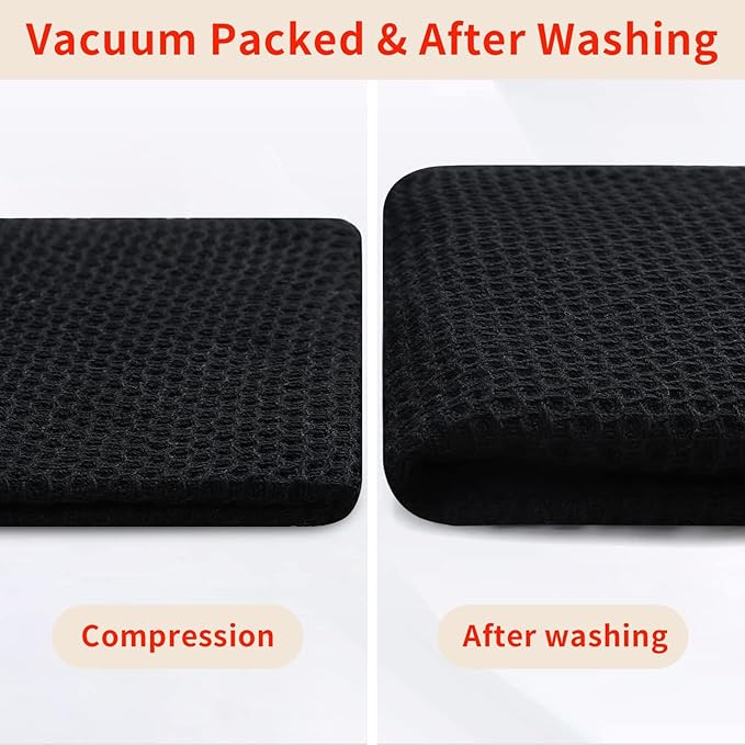Homaxy 100% Cotton Oversized Waffle Weave Kitchen Towels, 7-Pack, Black | 20 x 28 Inches, Ultra Soft Absorbent Dish Towels, Quick Drying Large Cleaning Towels