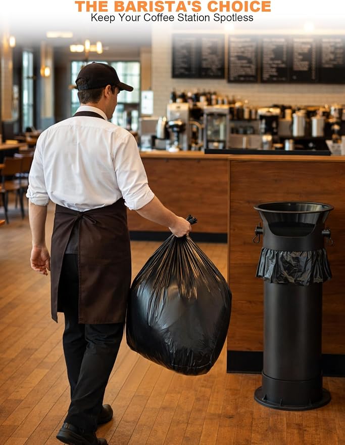 Espresso Knock Box Garbage Bag, 15kg Heavy Duty Thick Bin Liners for Commercial Floor Standing Espresso Dump Bin, 13 x 35 Inch Tall Slim Coffee Grounds Disposal Bags, 75 Count