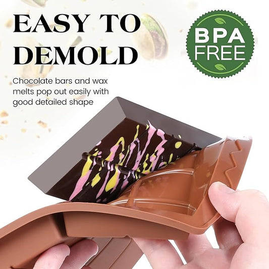 1 Pc Chocolate Bar Mold Deep Large Chocolate Molds Silicone Break Apart Thick Silicone Molds for Candy Bar (10 Snap)