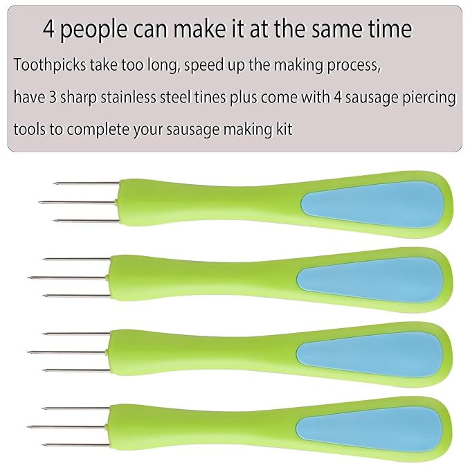 4 pcs Sausage Pricker Tool,3 sharp prongs sausage pricker for Sausage Casings Natural Hog Casing