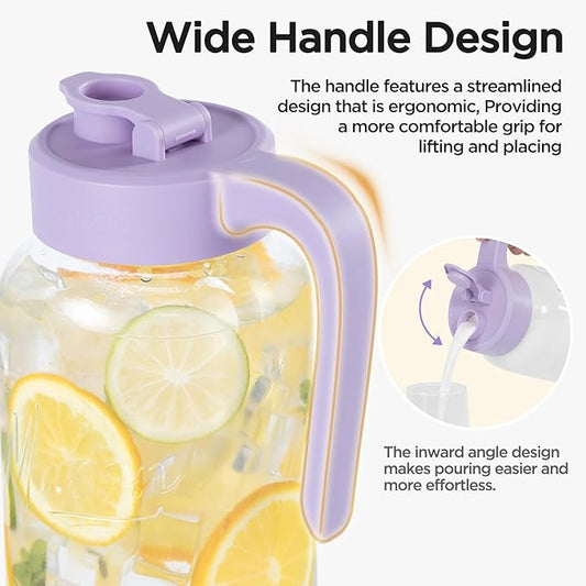 Mason Jar Pitcher - Airtight & Leakproof Glass Pitcher with Lid, Perfect for Breastmilk, Cold Brew, and Sun Tea, 2 Quart (64 oz) Mason Jar with Pour Spout Lid