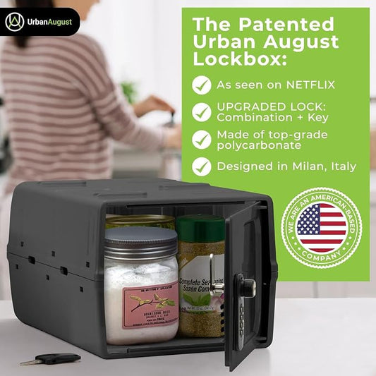 Dual Combination & Keyed Lockbox - Lockable Box for Everyday Use - Multi-Purpose lock for Home & Office Safety - Made of Industrial-Grade Plastic - One Size (Graphite)