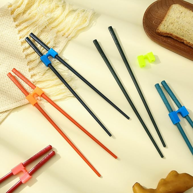 5 Pairs Reusable Chopsticks Helpers Training Chopstick for Beginner Replaceable Practice Chopsticks Non-slip Training Chopstick for Adults Learner(Alloy,Mixed Color)