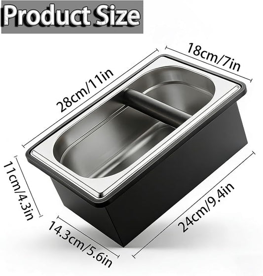 Espresso Knock Box,Stainless Steel Knocker Storage Box | Large Capacity Coffee Container,With Removable Shock-Absorbent Knock Bar and Anti-Slip Base