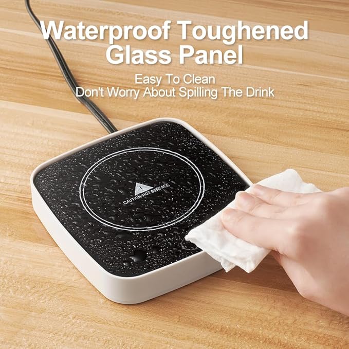 Coffee Mug Warmer Waterproof Smart Cup Warmer with 3 Temperature Setting for Warming & Heating Coffee, Beverage, Milk, Tea and Hot Chocolate (White)