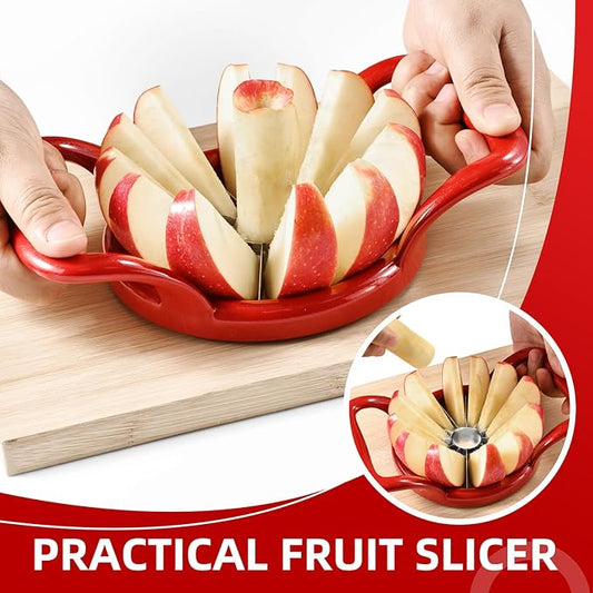 LIIGEMI 5.5 Inch Extra Large Apple Slicer,12-Slice Thin Apple Slicer and Corer,Cutter, Divider, Wedger for Fruits and Vegetables,Gifts for Mom,Sharp and Sturdy,Easy to Use(Red)