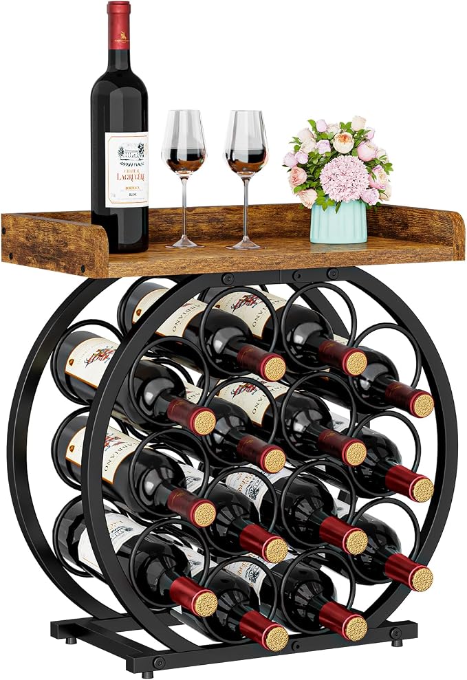X-cosrack Countertop Wine Rack with Wooden Tabletop (14 Bottles)