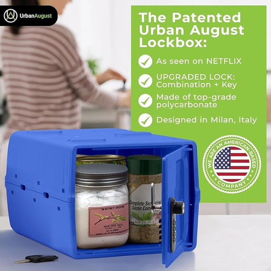 Dual Combination & Keyed Lockbox - Lockable Box for Everyday Use - Multi-Purpose lock for Home & Office Safety - Made of Industrial-Grade Plastic - One Size (Blue)