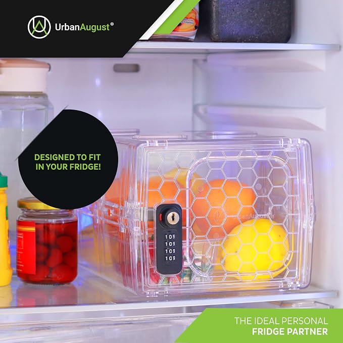 Lock Box For Food & Medicine - Dual Combination & Keyed Lock Box - Made of Industrial-Grade Plastic - One Size (Clear)