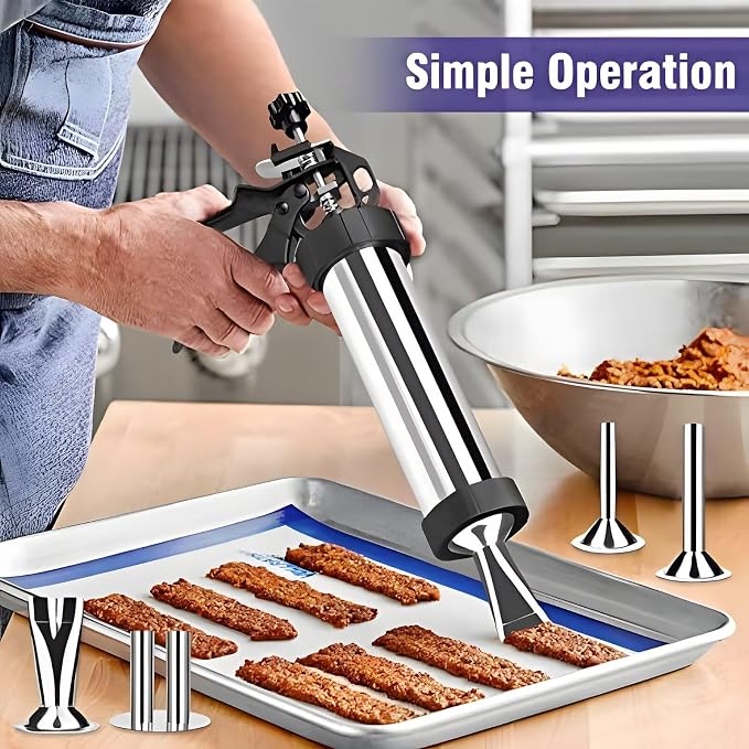 Professional Beef Jerky Gun Kits Stainless Steel Jerky Maker - Jerky Maker Jerky Cannon Meat Gun Stainless Steel Jerky Gun Large Capacity Jerky Making Kit