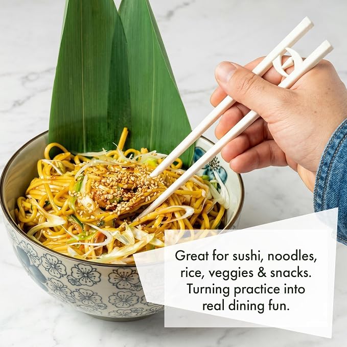 Easy-to-Use Reusable Chopsticks for Adults w/ Helper Design, 4 Pcs