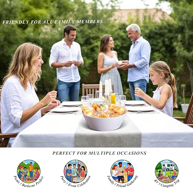 11.5-Inch Melamine Mixing Bowls (Set of 2) - Unbreakable and Reusable Large Serving Bowls, Stackable and Dishwasher-Safe - Versatile for All Meals