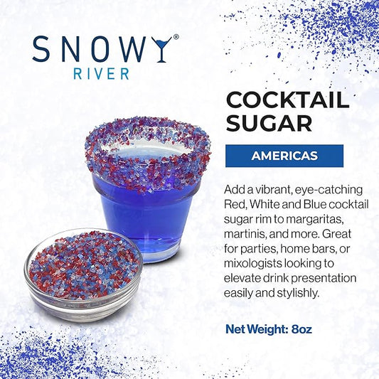 Snowy River Americas, Cocktail & Margarita Sugar Rimmer - Vibrant Naturally Colored Sugar for Cocktail Rimming, Baking & Decorating, Medium Crystal - 8oz