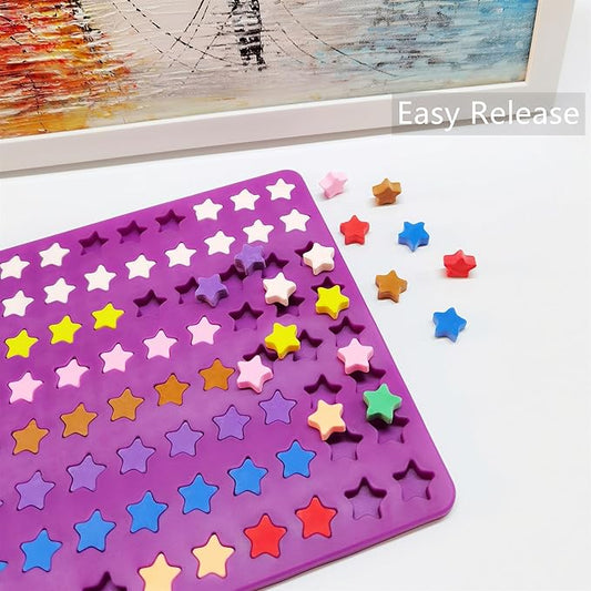 Mini Star Silicone Molds with Scraper for Baking, Chocolate Making, and Crafts