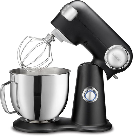 Cuisinart Stand Mixer, 12 Speed, 5.5 Quart Stainless Steel Bowl, Chef’s Whisk, Mixing Paddle, Dough Hook, Splash Guard w/ Pour Spout, Poppy Seed, SM-50PSNAS