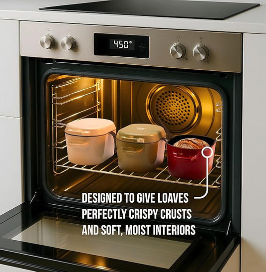 Kook Dutch Oven, for Bread Baking, Sourdough Loaf Pan, Dual Handles, Enameled Cast Iron, with Sling, Dishwasher Safe, 3.4 Qt, Sage Ombre