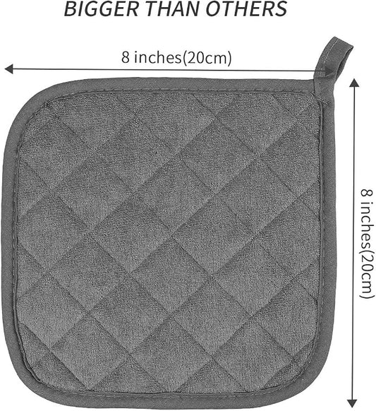 Pot Holders Cotton Made Machine Washable Heat Resistant Potholder, Pot Holder, Hot Pads, Trivet for Cooking and Baking (5, Dark Grey) | Cotton Made, Machine Washable, Heat Resistant Potholder, Hot Pads, Trivet for Cooking and Baking, Dark Grey
