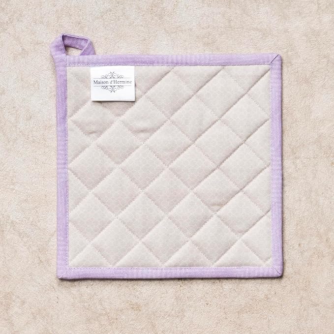 Maison d' Hermine Pot Holders 100% Cotton Potholders (8" x 8", Pack of 1) | Heat Resistant Hot Pads with Loop BBQ Cooking Baking Farmhouse Kitchen Handling Hot Pans Spring Summer - Magnolia Mornings