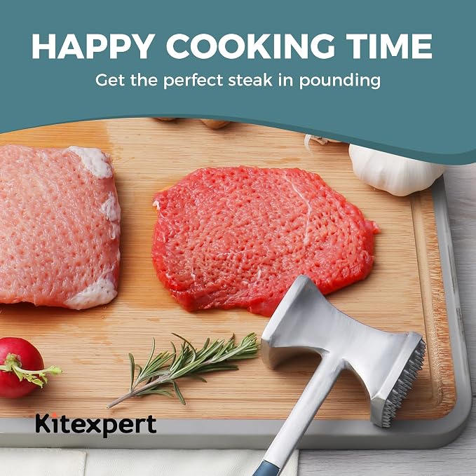 KITEXPERT Meat Tenderizer Hammer with Comfortable-Grip Handle, Dual-side Mallet for Kitchen, Heavy Duty Pounder For Tenderizing Steak, Beef and Fish, Blue