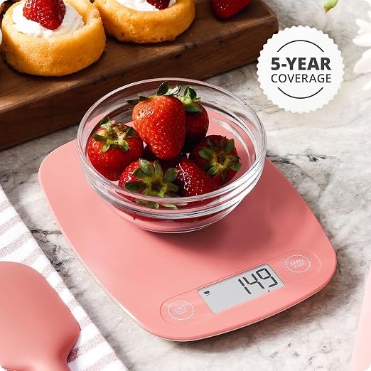 Greater Goods Food Scale โ Digital Kitchen Scale, 1g Precision, Easy-Tare & Quick Conversion, Slim Compact Design, Durable & Portable | Ideal for Cooking, Baking & Meal Prep (Coral Pink)