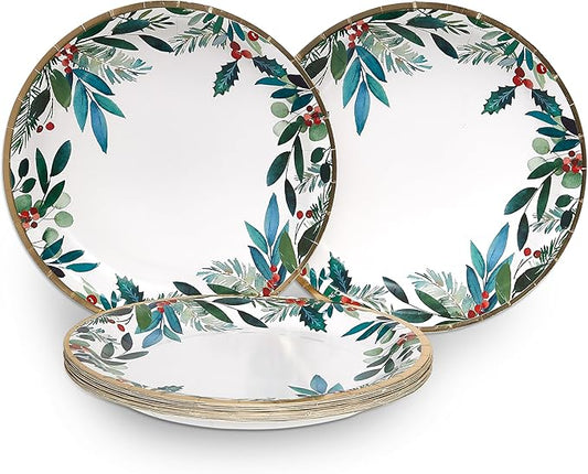 Papyrus Disposable Tabletop Plates Set - Elegant and Sturdy Plates for Any Occasion, Holiday Foliage, Plates