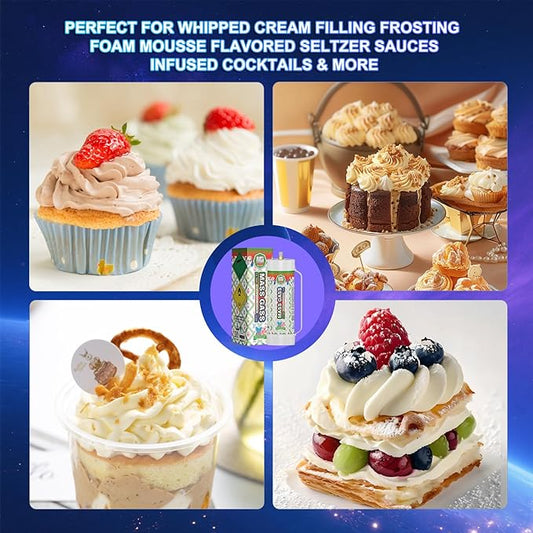 MassGass Whipped Cream Chargers 3.3L 2112g Whip Cream Charger Cylinder Bomb Pop Flavor(2 Cylinders)
