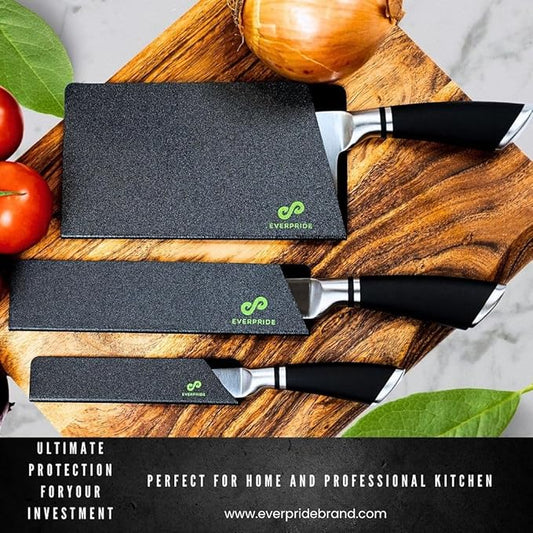 EVERPRIDE 6 & 8 Inch plus a Meat Cleaver Chef Knife Guard Set (3-Piece Set) Universal Blade Edge Cover and Knife Sheaths for Chef and Kitchen Knives Durable BPA-Free Felt Lined Sturdy ABS Plastic