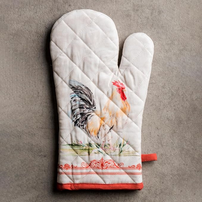 Maison d'Hermine Oven Gloves 100% Cotton Oven Mitt 7" x 13" with Loop Heat Resistant, BBQ, Cooking Gloves, Baking, Grilling, Kitchen, Handling Hot Pans Spring/Summer (Pack of 1, Campagne) | With Loop Heat Resistant BBQ Cooking Gloves Baking Grilling Ki...