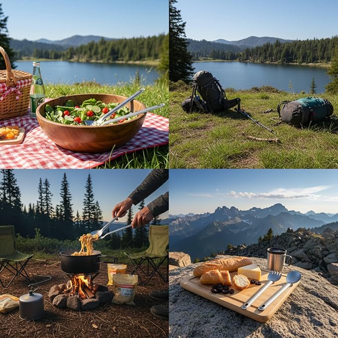 Titanium Long Handle Spork and Spoon Camping Utensils