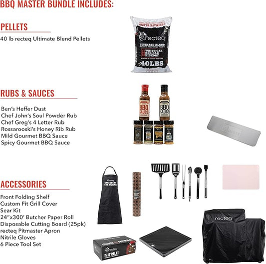 recteq Patio Legend 400 Pellet Smoker Grill, Pellet Grill with Wifi & App Connectivity, Outdoor Smokers Grills, Temp Range 180° to 700+°, BBQ Master Bundle