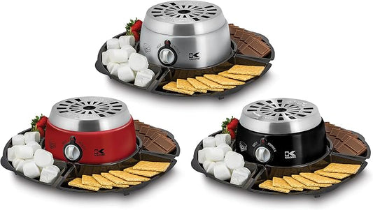 Kalorik 2-in-1 Smores Maker, with Chocolate Treat Fondue Melt Feature, Includes Fork and Tray Set, Stainless Steel