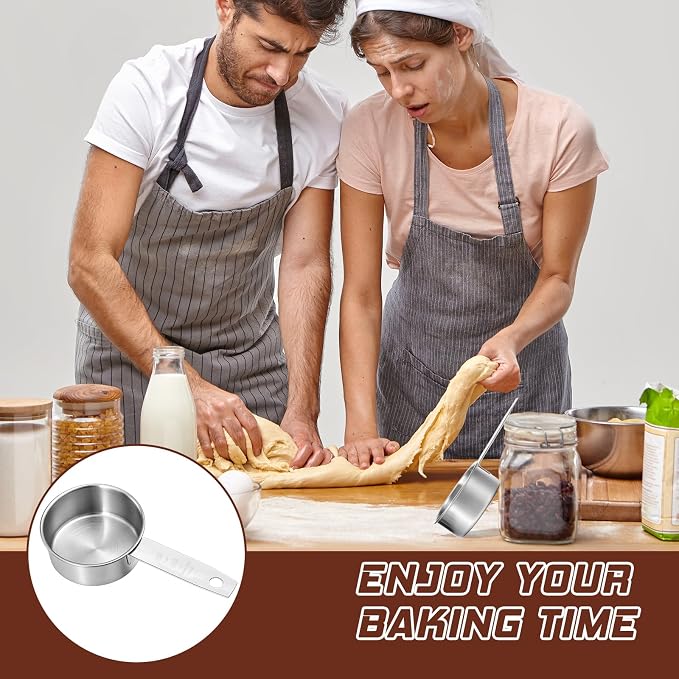 2 Pcs 1/3 Cup Stainless Steel Measuring Cups, (80ml, 3oz) Cat Food Scoop 1/3 Cup Scoop Metal Kitchen Measuring Cups Measure Scoops for Wet and Dry Ingredients, Cooking, Baking, Dishwasher Safe