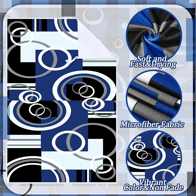 Boyiee 6 Pcs Modern Geometric Kitchen Towels | Black Gray Blue Dish Hand Towels, 24 x 16 Inches Gifts, Geometric Decorative Tea Cloth Gifts for Farmhouse Kitchen Bathroom