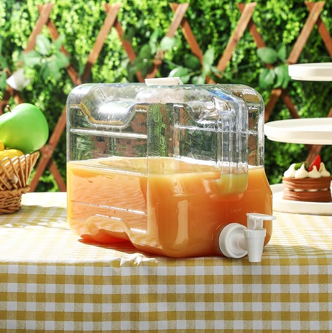 Funnymoom 6 Pcs Drink Water Dispenser for Fridge 2 Gallon Beverage Dispenser with Spigot Plastic Reusable Refrigerator Water Dispensers Waters Jug Container for Party Outdoors Camping Hiking Home