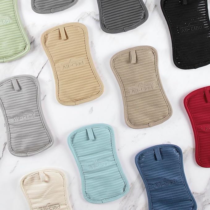 All-Clad Premium Pot Holder & Heating Pad, (2-Pack) Heat Resistant to 500 Degrees, 100% Cotton 10"x6.25" for Kitchen and Barbeque, Fennel